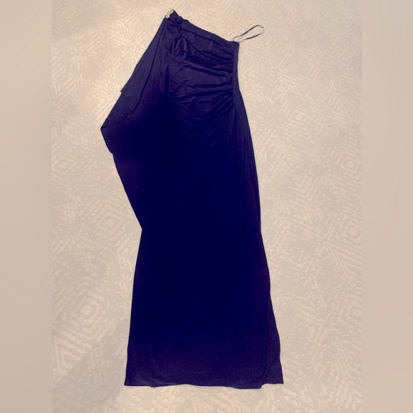 Ladies Dark Navy 1 shoulder Evening Dress - Picture 2 of 7